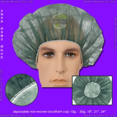 Gorro desechable de PP sin tejer SMS para médico/cirujano/enfermera/trabajador (bouffant/redondo/plisado/rayado/clip).