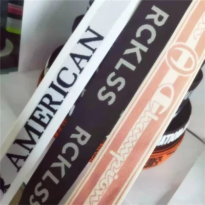 Cinta elástica antideslizante de jacquard de punto de poliéster personalizada al por mayor con logotipo personalizado para cinturilla de vestido y pantalones deportivos.