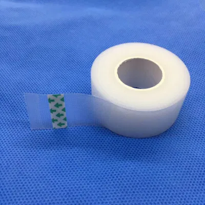 Cinta quirúrgica PE transpirable y resistente al agua de plástico perforada Semi-Transparent PE Cinta médica
