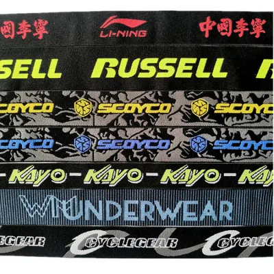 Cinta elástica antideslizante de jacquard de punto de poliéster personalizada al por mayor con logotipo personalizado para cinturilla de vestido y pantalones deportivos.