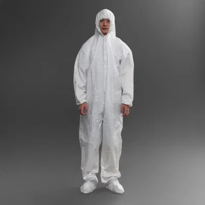 Tipo 5 6 Seguridad impermeable desechable Protección química EPI traje Mono de trabajo de polipropileno microporoso con capucha