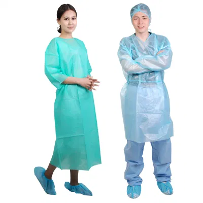 PP Non-Woven bata quirúrgica desechable, bata de aislamiento para los visitantes de SMS