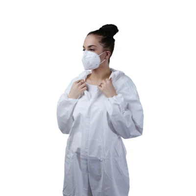 Mono protector suave ligero de polipropileno no tejido desechable OEM blanco resistente al polvo Con Hood Overalls uso en lugares de trabajo