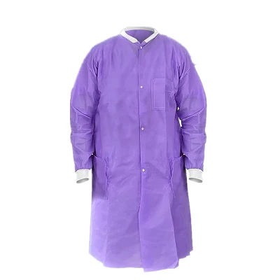 Buen Bata de laboratorio de ropa de trabajo de protección desechables uniformes con gancho y presilla