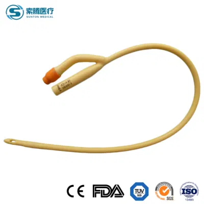 Medical estériles desechables de látex globo de silicona de 2/3 vías urinarias catéter de Foley de drenaje para adultos y pediátricos CE/Certificado ISO El p.06-30
