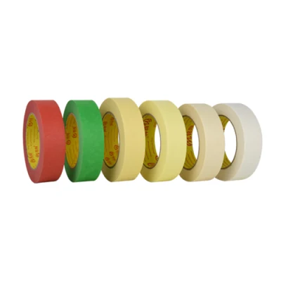Azul Verde Negro Blanco Amarillo ningún residuo de colores pegamento Cinta de goma resistente al agua Jumbo Roll Crepe papel washi coche Washi pintor cinta de enmascarar para automoción