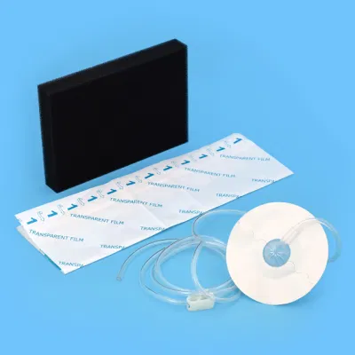 Herida transparente Kit de drenaje de la terapia de espuma PU Film vestirse para el dispositivo Npwt