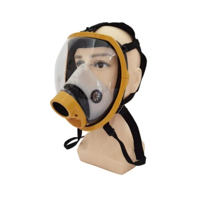 Color amarillo resistente a arañazos Anti niebla cara completa de gas de silicona Máscara