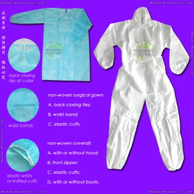 Bata quirúrgica desechable de aislamiento protector impermeable/médica de CPE/plástico/PE/scrub/operación/PP/SMS no tejido para médicos/cirujanos/pacientes/visitantes/hospitales.
