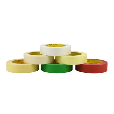 Azul Verde Negro Blanco Amarillo ningún residuo de colores pegamento Cinta de goma resistente al agua Jumbo Roll Crepe papel washi coche Washi pintor cinta de enmascarar para automoción