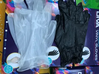 PVC nitrilo desechables de vinilo azul sin polvo Guantes de examen