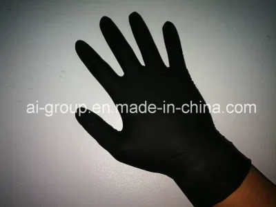 Guante de examen de seguridad desechable de látex, vinilo, PVC, caucho nitrilo negro al por mayor para hospital/hogar/belleza/alimentos.