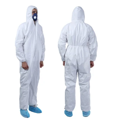 Mono protector suave ligero de polipropileno no tejido desechable OEM blanco resistente al polvo Con Hood Overalls uso en lugares de trabajo