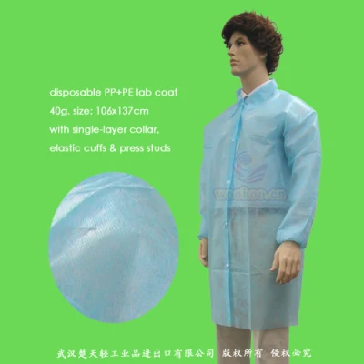 Médico-quirúrgicas de protección/Hospital/Dental / Microporoso Nonwoven/Poly/SMS/CPE/PP+PE desechable impermeable para la bata de laboratorio médico/paciente/visitante de la seguridad y la industria