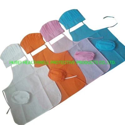 Promoción de impresión personalizada Eco desechable no tejido niños adultos DIY Pintura Cocina Aprón de cocina con mangas