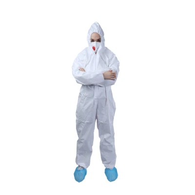 Mono protector suave ligero de polipropileno no tejido desechable OEM blanco resistente al polvo Con Hood Overalls uso en lugares de trabajo