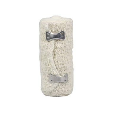 Ventas calientes médico personalizado Blanco blanqueada 100% algodón Crepe Alto Venda elástica con clips metálicos