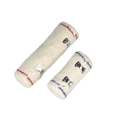 Ventas calientes médico personalizado Blanco blanqueada 100% algodón Crepe Alto Venda elástica con clips metálicos