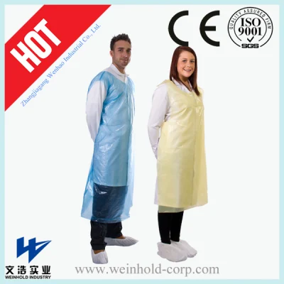 PE de plástico desechables de HDPE LDPE CPE delantal para el hogar y de medicina