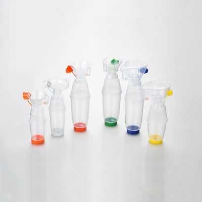 Cámara Aero con máscara de silicona, cámara de aerosol con doble filtro, espaciador desechable MDI para terapia respiratoria