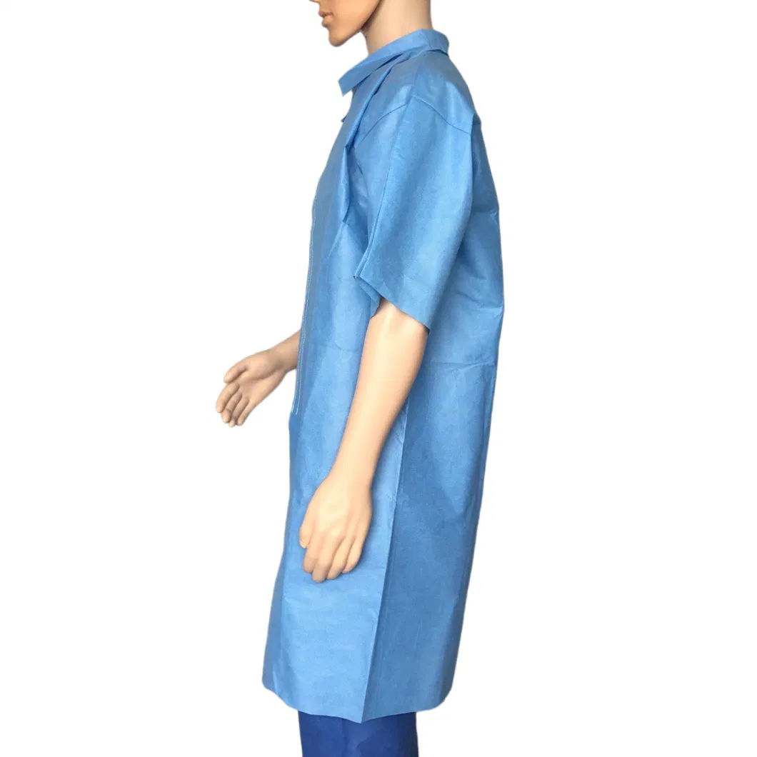 Disposable Nonwoven SMS 40GSM Lab Coat with Velcros