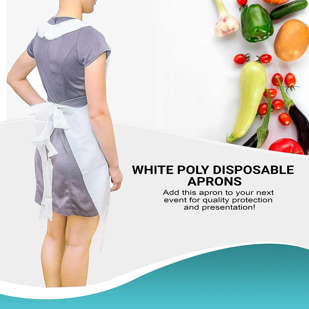 White Plastic Disposable Waterproof Cleaning PE Apron for Kitchen