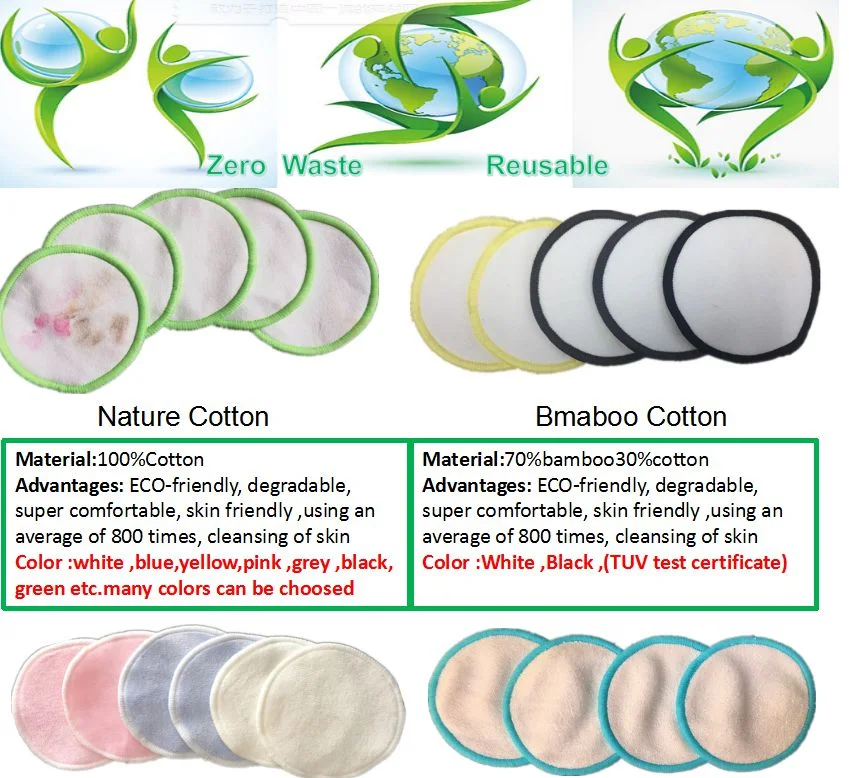 2layers Bamboo Cotton Make up Remover Pads with Customized Label