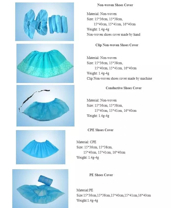 Non Woven Plastic PP PE Blue Protection Shoe Covers CPE Waterproof Medical Anti Slip Disposable Shoe Cover for Hospital