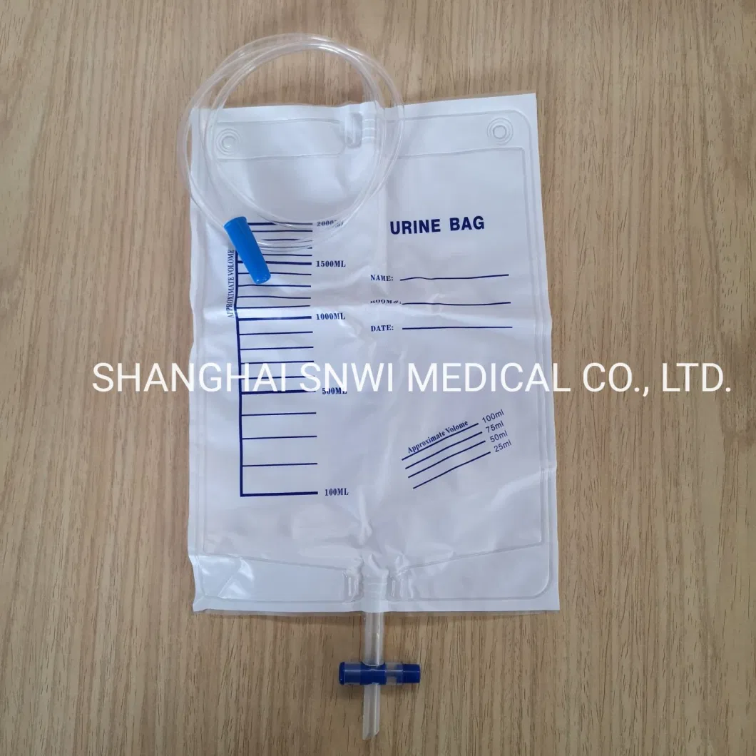 Disposable Sterile Urine Collection Drainage Bag 2000ml with Push-Pull/ T Valve