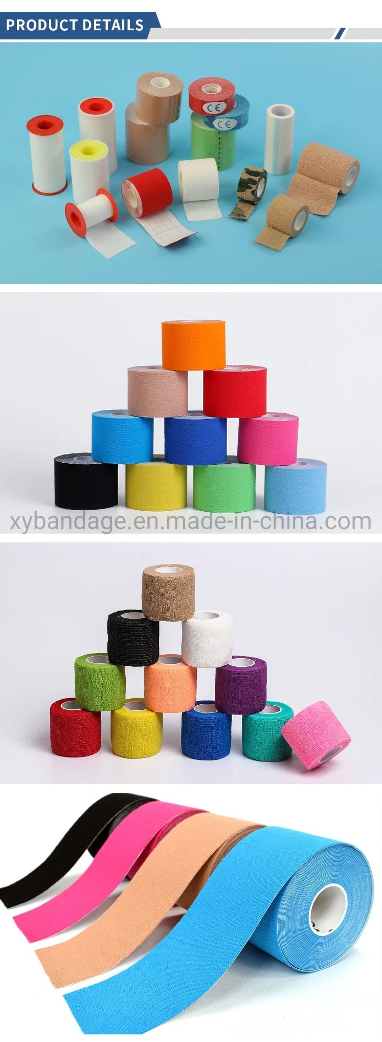 High Quality Fixation Colorful Athletic Body Kinesio Plaster Adhesive Bandage Kinesiology Tape