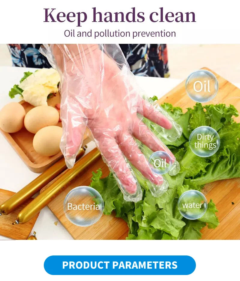 PE Gloves Plastic Polyethylene Food Safety Protective Transparent Compostable Disposable PE Gloves Cleaning Disposable Gloves