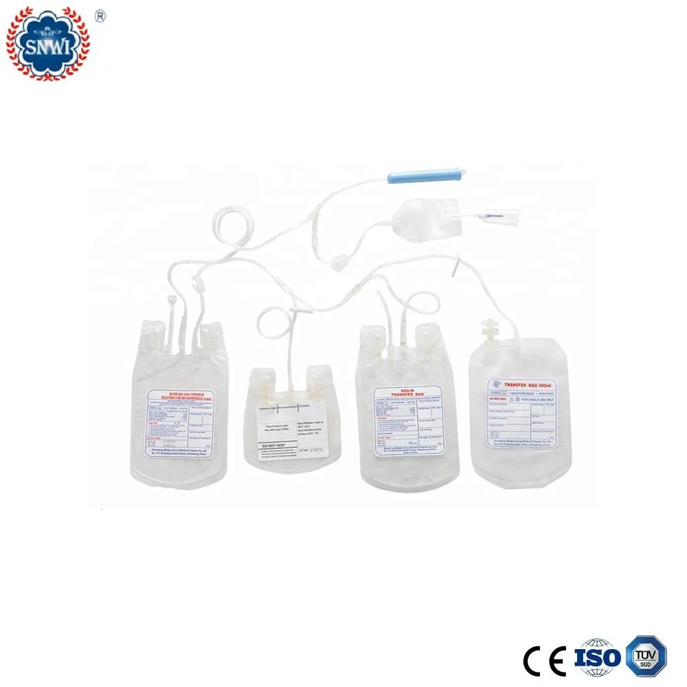 CE GMP Approved Disposable Medical PVC 450ml Single/Double/Triple/Quadruple Blood Transfusion Bags