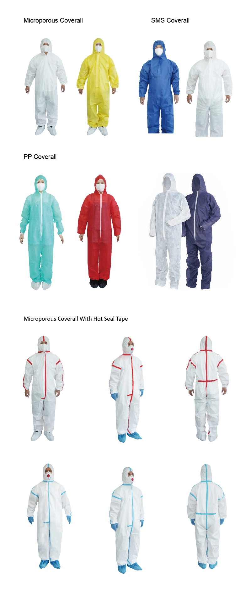 40g PP Disposable Non-Woven Protective Coverall Paint Jumpsuit