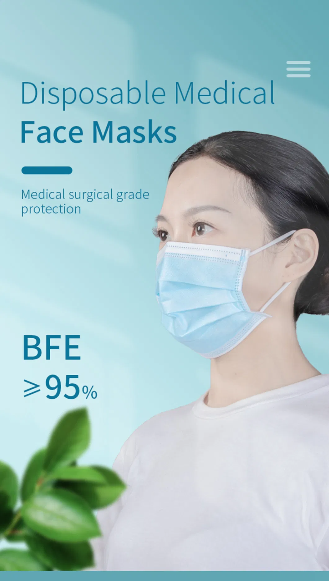 High quality individually wrapped disposable Disposable 3 Ply Non-Woven Medical Face Mask