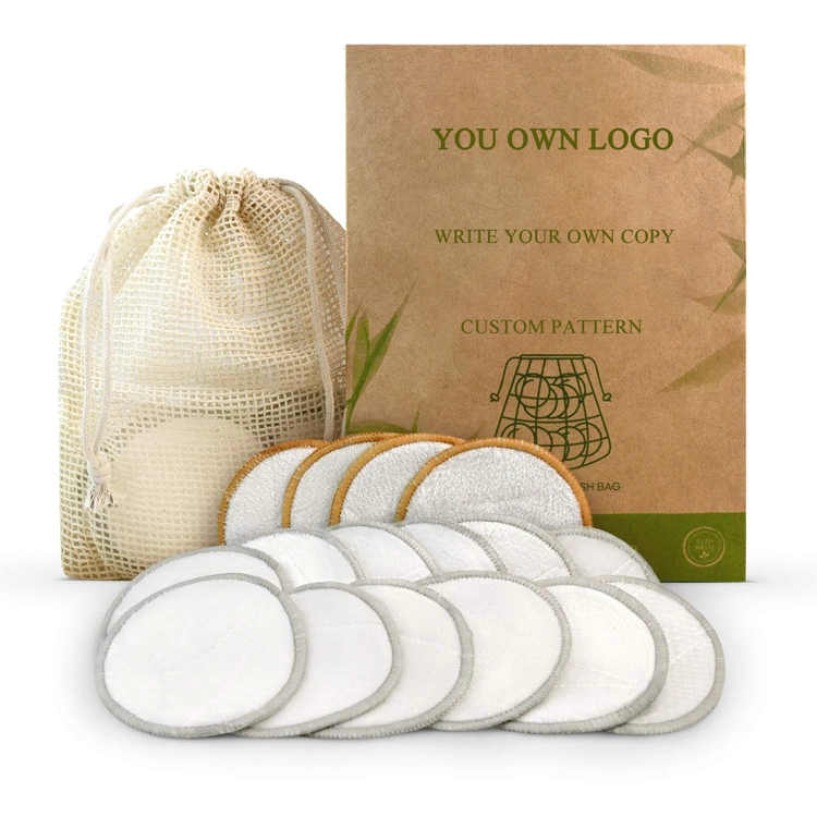 2layers Bamboo Cotton Make up Remover Pads with Customized Label