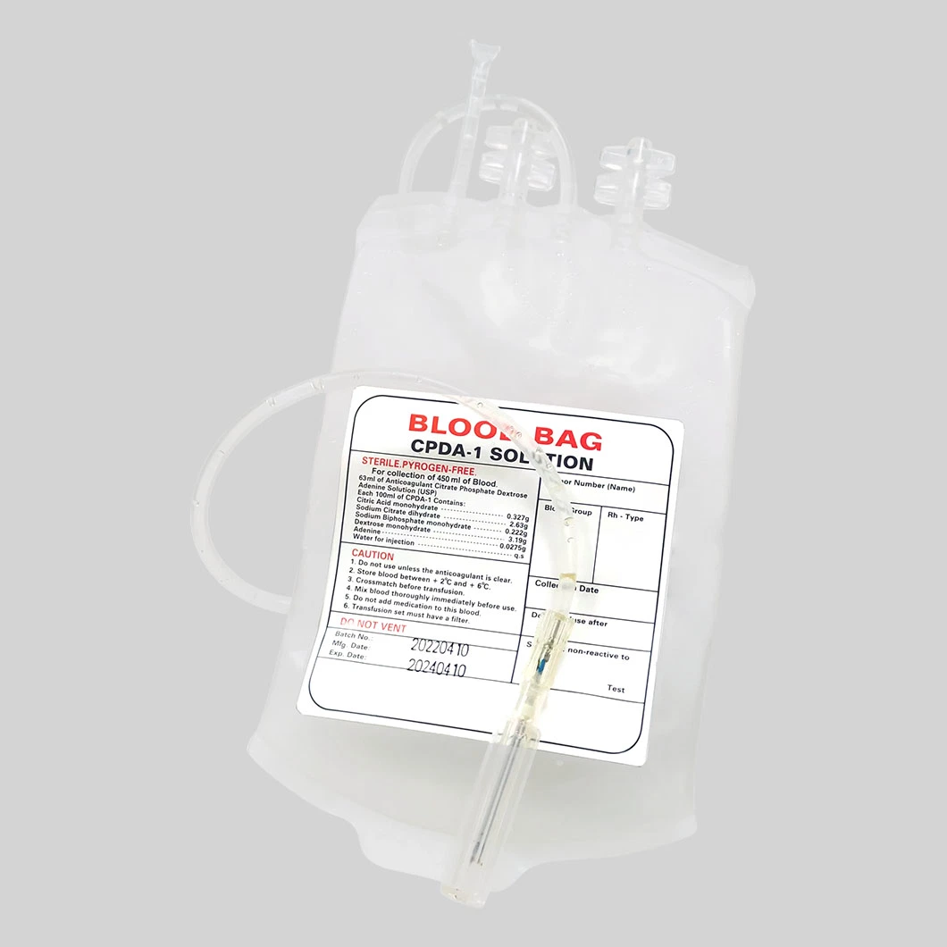Medical Disposable 450ml Single Cpda Blood Collection Bag