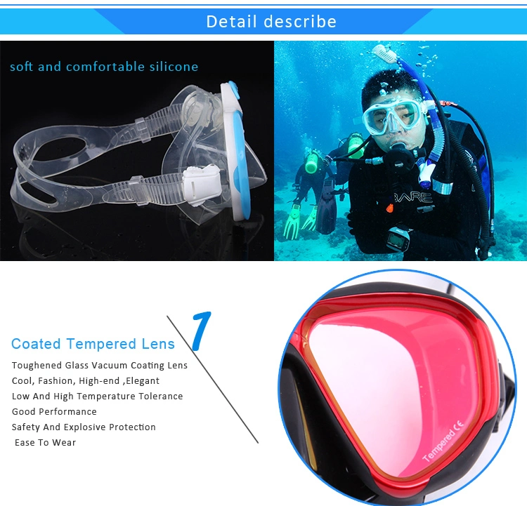 Ladies Popular Soft Fit FDA Silicone Strap Diving Masks