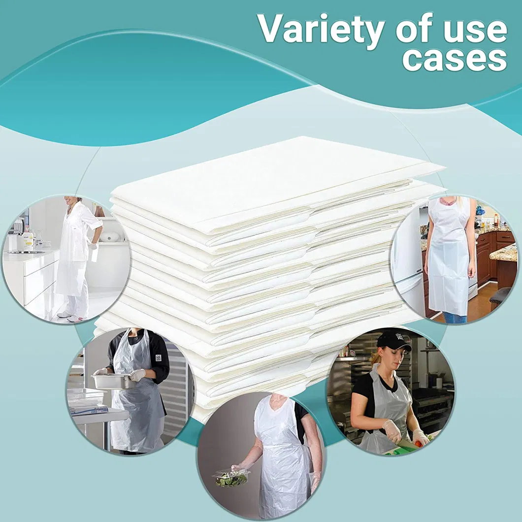 White Plastic Disposable Waterproof Cleaning PE Apron for Kitchen