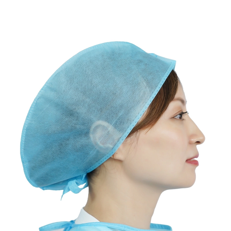 High Quality Disposable Non-Woven 25GSM 30GSM Doctor Cap/ Surgical Cap with Tie