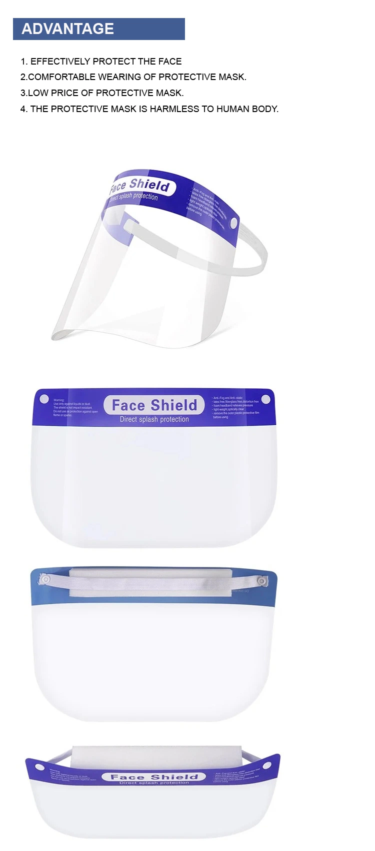 Face Mask Face Visor Shield Protective Anti-Fog Face Shield Isolation Mask