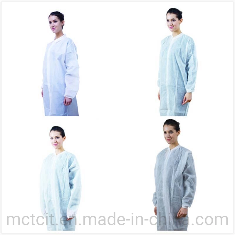 Disposable Nonwoven SMS 40GSM Lab Coat with Velcros