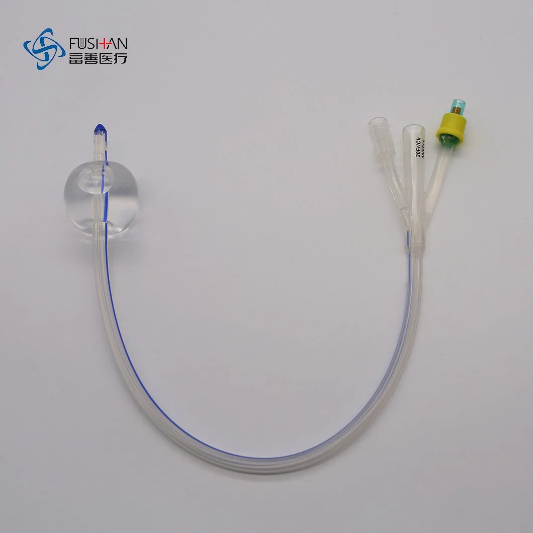 Adult Size Medical Grade Silicone 3 Way Foley Catheter for Urine Drainage with CE, ISO and FDA Certificates