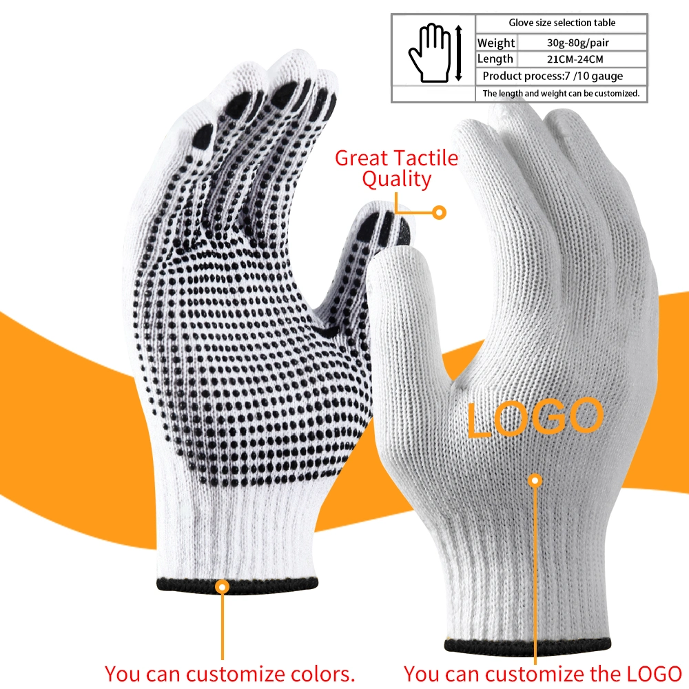 China Wholesale Price Safety/Work/Labor Glove Industrial/Construction/Working Guante PVC Dotted/Dots Cotton Knitted Gloves