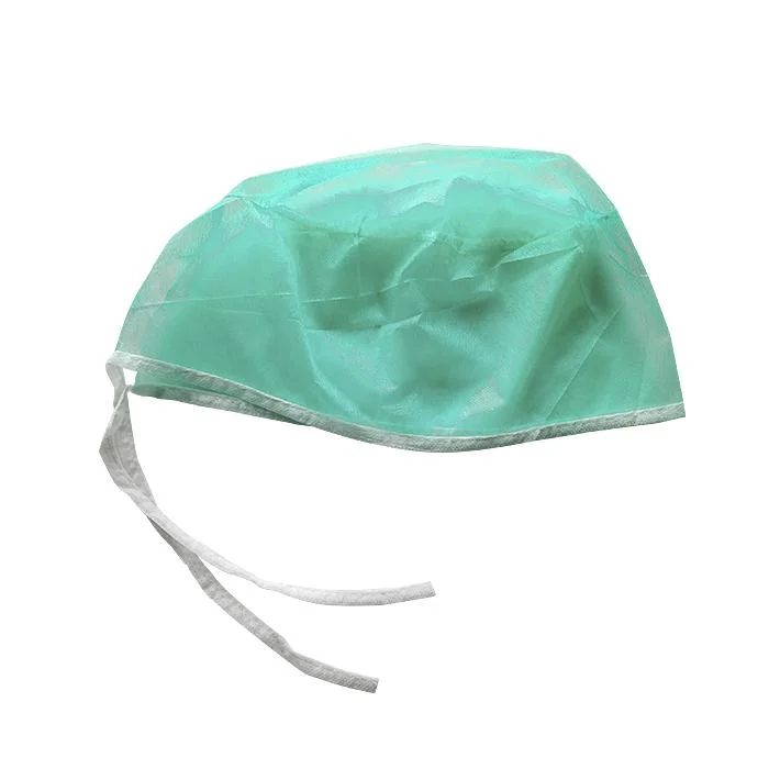 Mdr Adjustable Tie Back Hospital Nurse Disposable PP Bouffant Isolation Surgical Doctors Caps Breathable Non-Woven Hygienic Surgeon Caps Hat with Ties