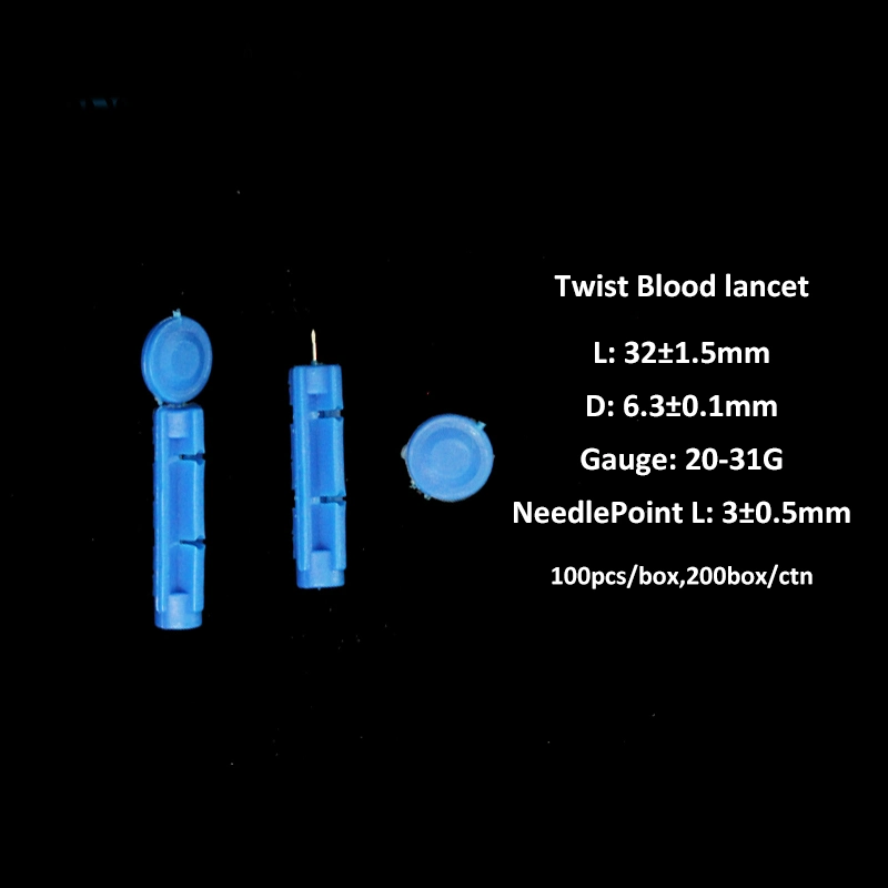 Disposable Sterile Plastic Handle Stainless Steel Twist Type 20g-31g Blood Lancet Needle