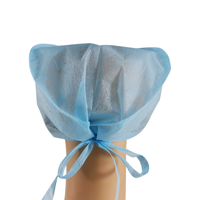 Mdr 2017/745 Unisex Tie Back Closure Blue Soft PP Non-Woven Medical Bennie Disposable Scrub Theatre Caps Hospital Personnel Surgical Hat for Doctors with Ties