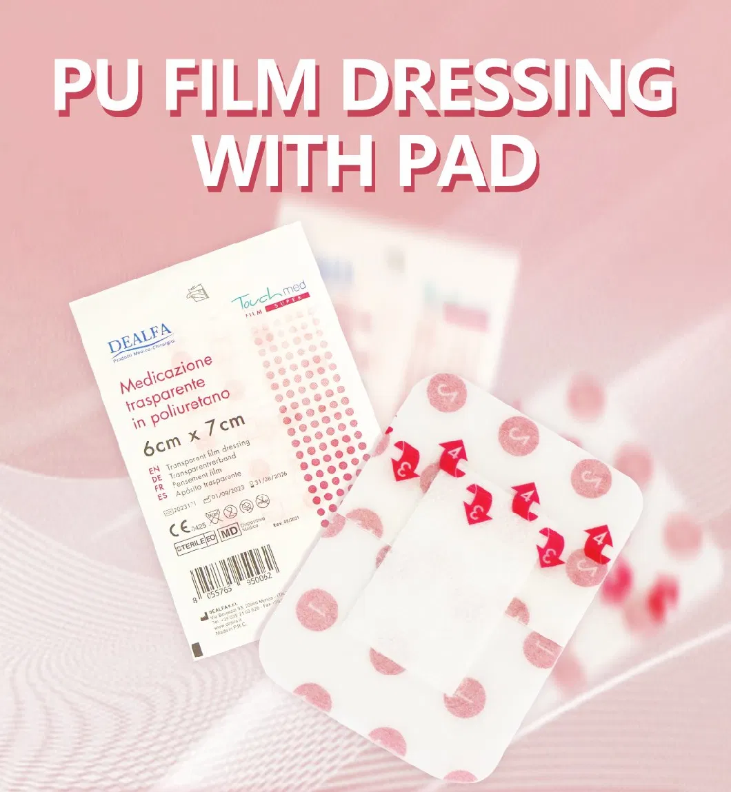 Bluenjoy Medical Supply Waterproof Wound Dressing Adhesive Transparent PU Film Dressing with Pad