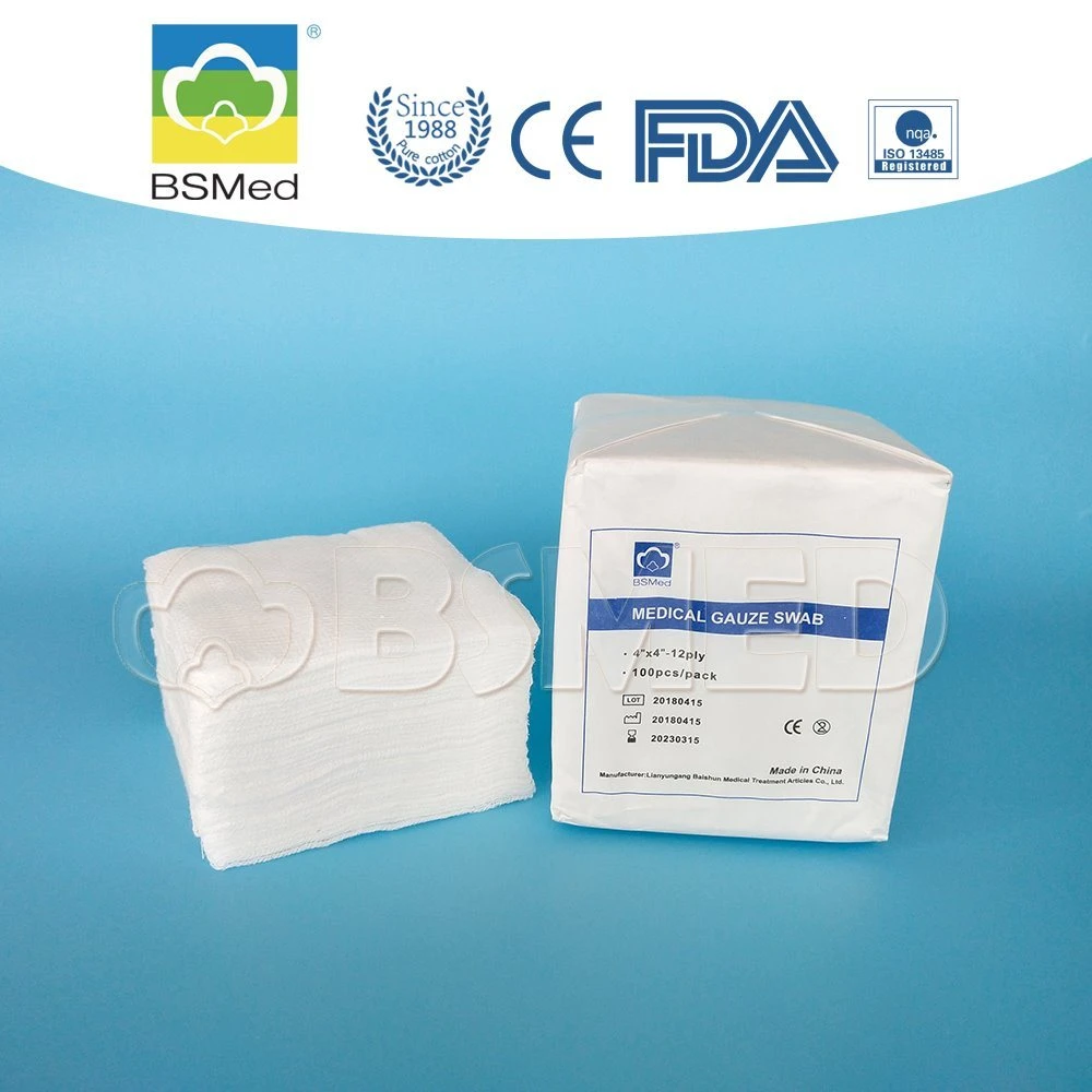 CE ISO Approved Medical Disposable Absorbent Cotton Gauze Swab with/Without X-ray