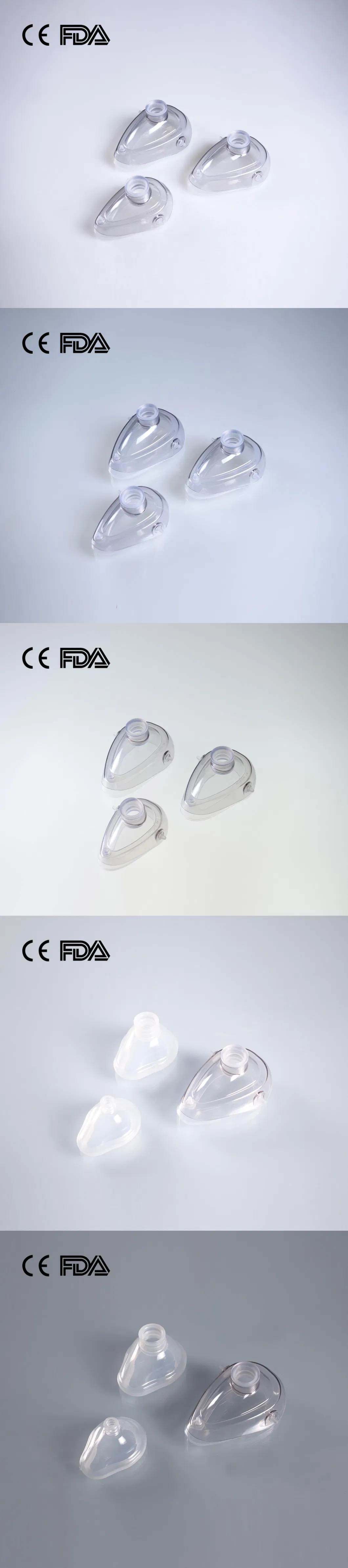 Reusable Medical Silicone Anesthesia Mask Factory Adult L, Size 5# Pear-Shaped Silicone + PC Cover Split Mask with CE FDA