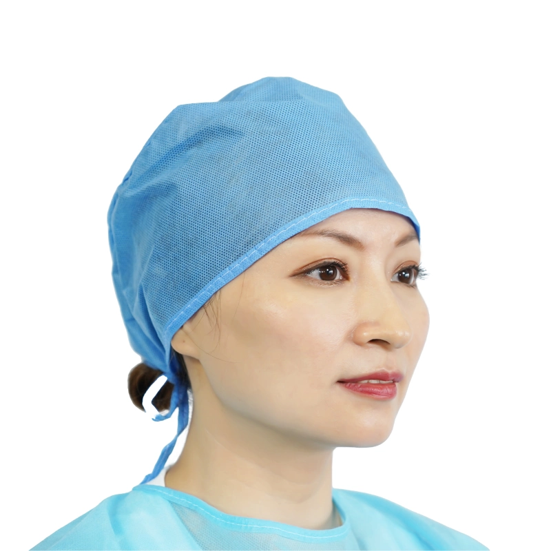 High Quality Disposable Non-Woven 25GSM 30GSM Doctor Cap/ Surgical Cap with Tie